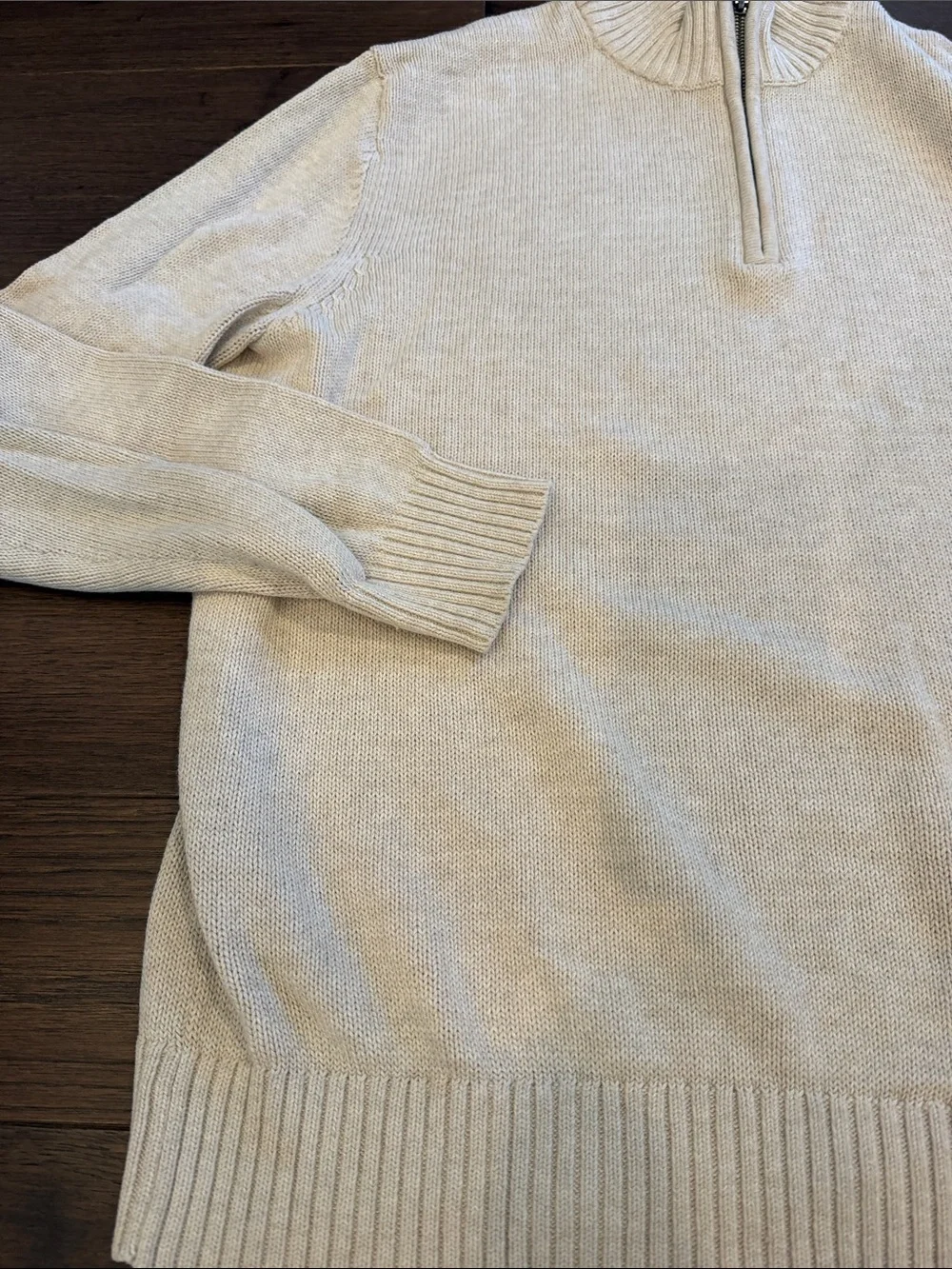 St. John's Bay Cream Half-Zip Ribbed Sweater Size Large - C47-044